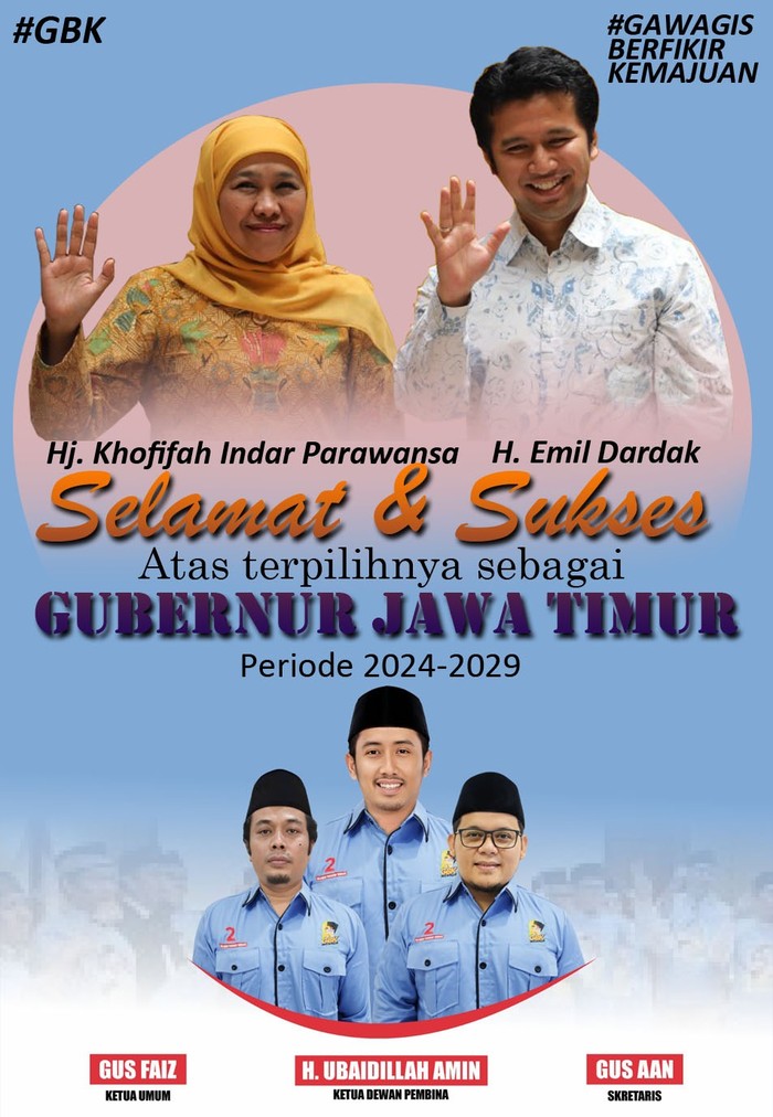 Relawan Gawagis Beri Selamat Khofifah-Emil