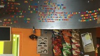 Bikin pusing yang baca, papan menu di restoran ini menggunakan huruf kecil penuh warna. Foto: Demilked/Site