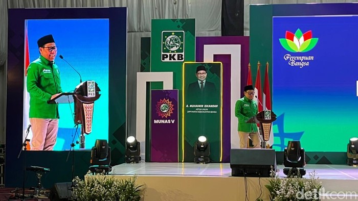 Ketum PKB Muhaimin Iskandar (Cak Imin) di Munas V Perempuan Bangsa di Hotel Sultan Jakarta (Rumondang/detikcom)