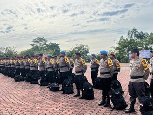 Polres Rohil Lepas Puluhan Personel BKO Polda Riau usai Amankan Pilkada 2024