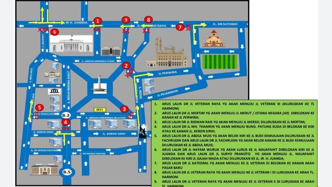 Rute Rekayasa Lalu Lintas Sekitar Monas Saat Reuni 212