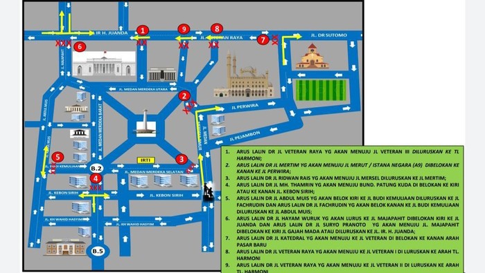 Rute Rekayasa Lalu Lintas Sekitar Monas Saat Reuni 212