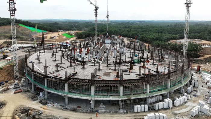 Potret Masjid IKN yang Mau Dipakai buat Salat Id Tahun Depan Pembangunan Masjid Negara IKN, Kalimantan Timur, terus dikebut. Masjid itu rencananya akan digunakan untuk Salat Idul Fitri tahun 2025.