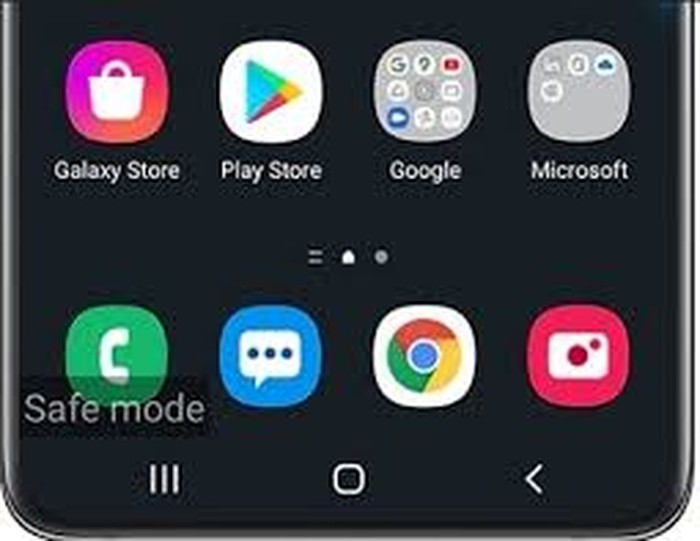 Tampilan layar jika mode aman diaktifkan di HP Samsung.