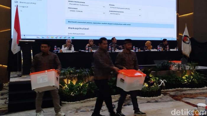 Rekapitulasi perolehan suara tingkat kota oleh KPU Kota Batu.