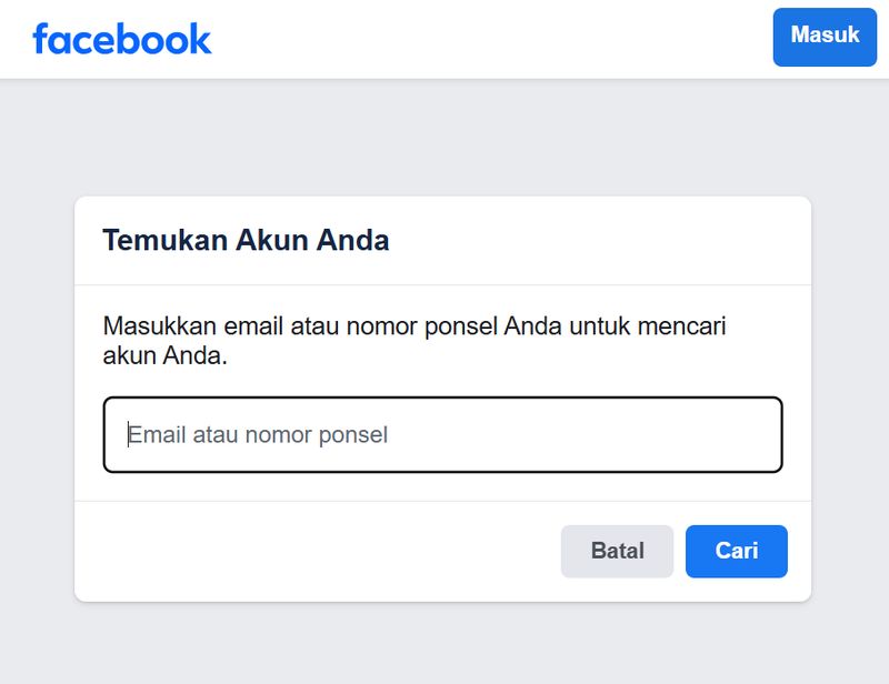 Laman Facebook Identify di facebook.com/login/identify.