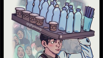 Tetap semangat bapak penjual es teh. Foto: X.com