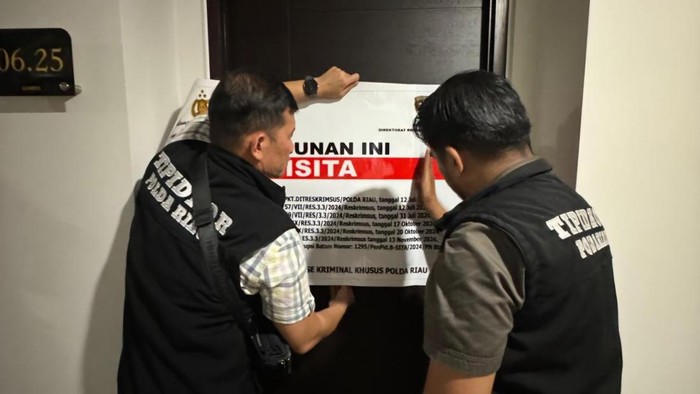 Polda Riau melakukan penyitaan aset apartemen di Batam, Kepri terkait kasus SPPD fiktif Sekretariat DPRD Riau. (Dok Polda Riau)