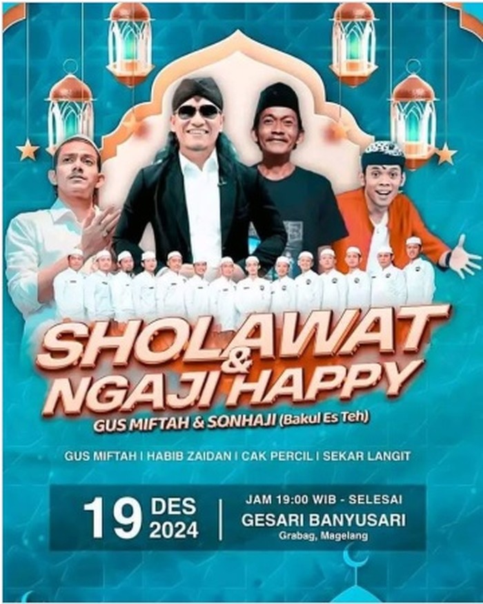 Poster pengajian gus Miftah di rumah Sunhaji Magelang. Foto diunggah Rabu (04/12/2024).