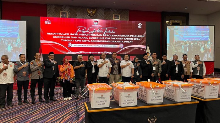 Rekapitulasi penghitungan suara Pilgub Jakarta 2024 di Jakarta Pusat