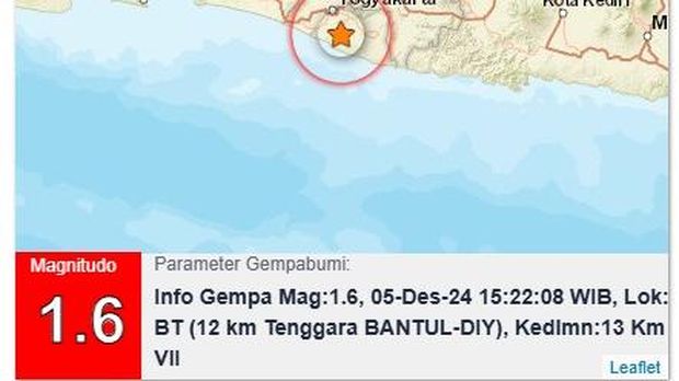 Gempa goyang Gunungkidul dan Bantul, Kamis (5/12/2024) sore.