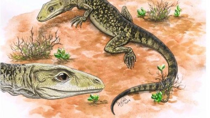 Ilustrasi dari fosil kadal yang ditemukan di Bristol, Inggris
