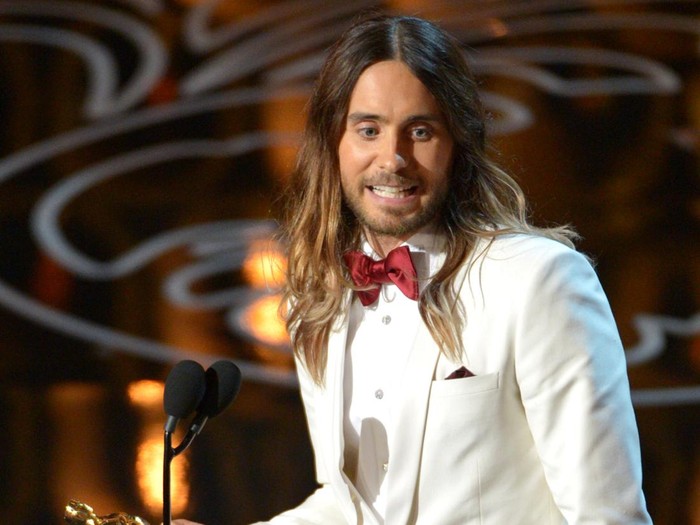 Jared Leto accepts the award for best actor in a supporting role for Dallas Buyers Club during the Oscars at the Dolby Theatre on Sunday, March 2, 2014, in Los Angeles. (Photo by John Shearer/Invision/AP)