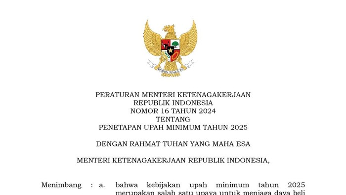 Permenaker Nomor 16 Tahun 2024