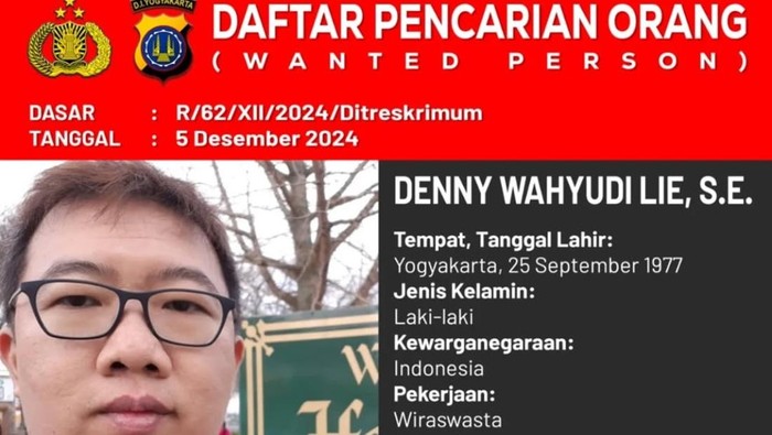 Tangkapan layar postingan Instagram Polda DIY soal buron kasus penipuan dan penggelapan di Jogja, Kamis (5/12/2024).