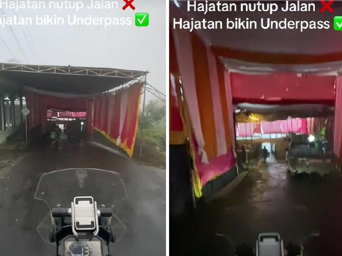 Acara pernikahan yang sengaja bikin underpass, agar pengguna jalan tetap bisa melintas. Video tersebut langsung viral di media sosial.