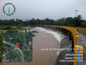 Bendung Leko Pancing Maros Naik Status Waspada, Ketinggian Air 60 Cm
