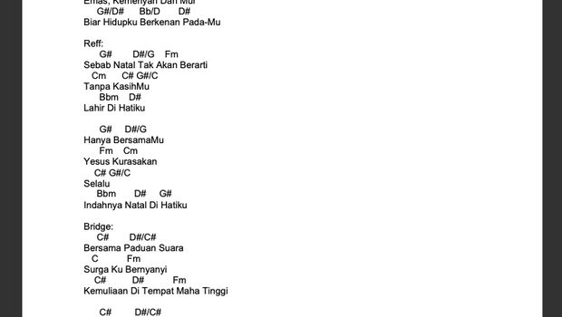 Chord Lagu Natal di Hatiku