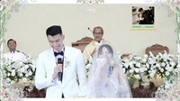 Sebelum mengucap janji pernikahan, Romo yang memimpin pemberkatan mencairkan suasana dengan bertanya soal keyakinan pasangan ini untuk menikah hingga membuat kedua pengantin tertawa. Foto: dok. Channel YouTube Vior