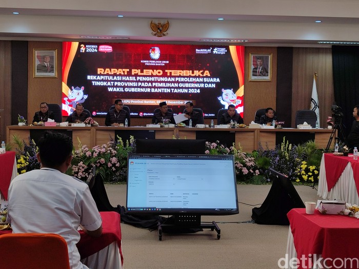 Rekapitulasi tingkat provinsi Pilgub Banten 2024. (Bahtiar Rifai/detikcom)