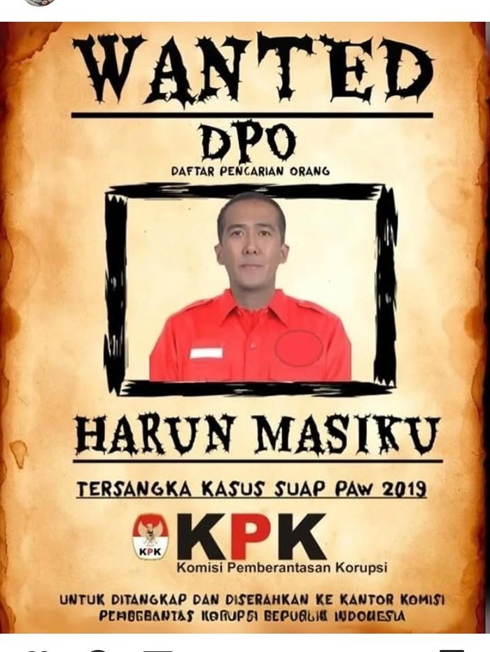 Tangkapan layar postingan akun Instagram @polres_klaten soal DPO KPK Harun Masiku, Sabtu (7/12/2024).
