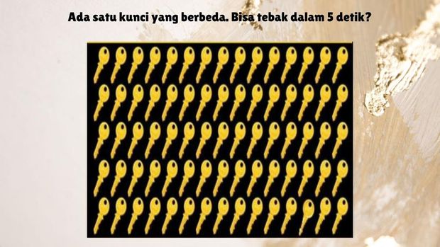 Dari banyak kunci berikut ini, ada satu kunci yang berbeda. Coba temukan di mana kunci tersebut dalam waktu 5 detik!