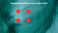Terakhir ada gambar empat lingkaran. Coba hubungkan keempat lingkaran tersebut hanya dengan tiga garis lurus tanpa mengangkat tangan kalian. Foto: detikcom/Bayu Ardi Isnanto