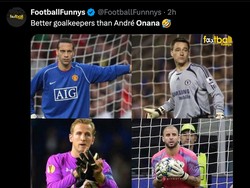 Mungkin Onana tidak lebih baik dari sederet kiper dadakan di Liga Inggris sebelumnya. (Foto: Twitter @FootballFunnnys)