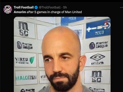 Ruben Amorim jadi botak seperti Erik ten Hag dan Pep Guardiola usai mengurusi Manchester United di lima laga pertamanya. (Foto: Twitter @TrollFootball)