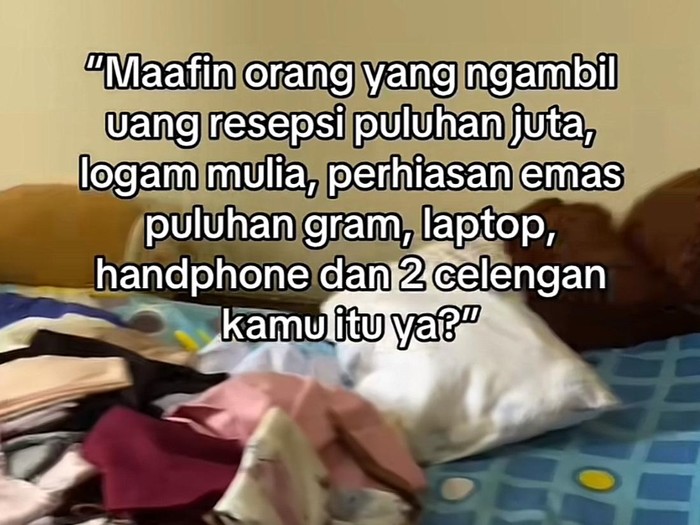 Curhat calon pengantin wanita yang uang tunai dan barang berharga lainnya habis dicuri maling mendekati hari pernikahan. Postingan tersebut langsun viral di media sosial.