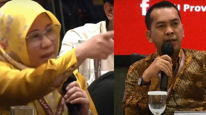 Ketua Bawaslu Sulawesi Selatan (Sulsel) Mardiana Rusli terlibat debat panas dengan Anggota KPU Sulsel Ahmad Adiwijaya terkait akses dokumen dari TPS di Kabupaten Jeneponto.