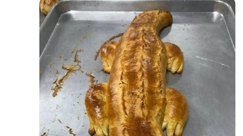 Roti buaya berkepala ikan lele. Foto: X/rockbyson_