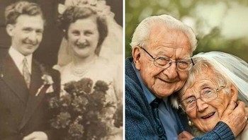 Pasangan Tua yang Manis Membuat Ulang Foto Pernikahan Mereka Dari Tahun 1952 Foto: Boredpanda