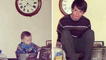 Bayi Laki-laki Membantu Ibu Di Dapur 1995 & 2012 Foto: Boredpanda