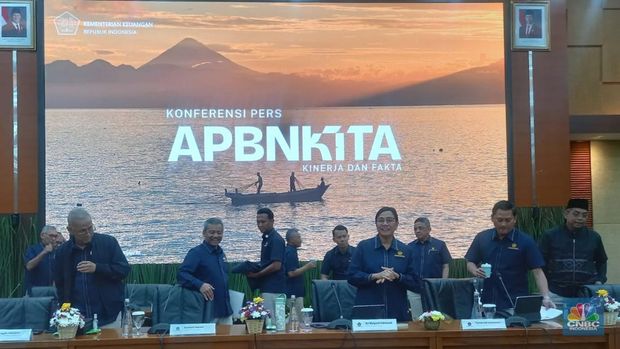 Menteri Keuangan Sri Mulyani dalam Konferensi Pers APBN KITA edisi Desember 2024.(CNBC Indonesia/Arrijal Rachman)