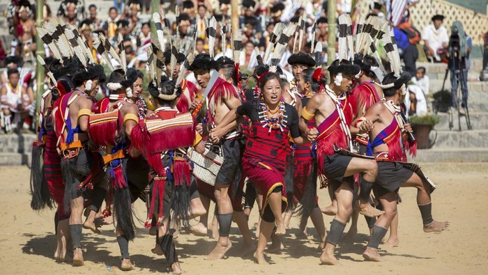 Nagaland, India - December 3, 2013: Tribes of Nagaland at the annual Hornbill Festival in Kohima. The Hornbill is also known as the Festival of Festivals’.