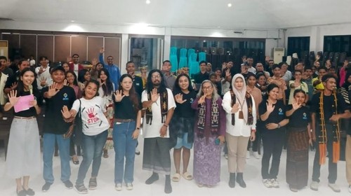 Youth Against Human Trafficking dan BP3MI NTT bersama kaum muda mensosialisasi bahaya TPPO di Universitas Citra Bangsa, Kupang, NTT.