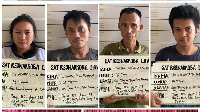 Empat pelaku narkoba di Lahat Sumsel diamankan.