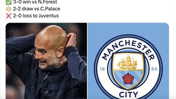 Hanya satu kemenangan diraih City dalam 10 pertandingan terakhir. Foto: X.com