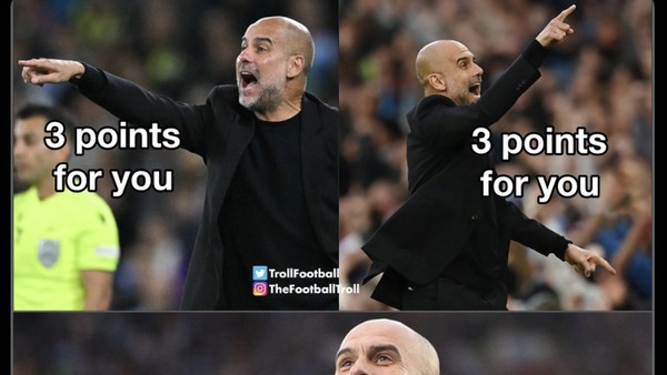 Meme Pep Guardiola sang Dermawan, Doyan Bagi-bagi 3 Poin buat Lawan