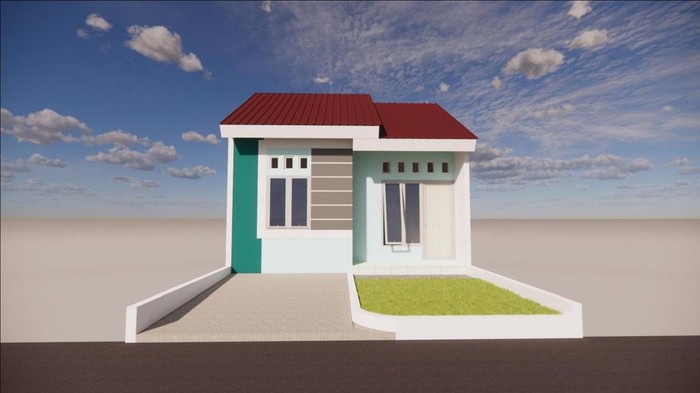 Salah satu prototipe desain rumah sederhana tipe 32 alternatif 2