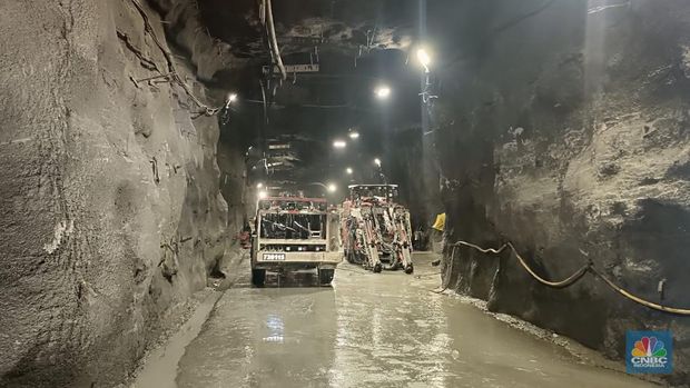 Tambang Emas Bawah Tanah Terbesar Milik Freeport, Kamis (12/11/2024). (CNBC Indonesia/Pratama Guitarra)