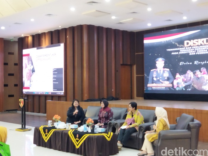 Direktorat Tindak Pidana Pelindungan Perempuan dan Anak dan Pemberantasan Perdagangan Orang (Dirtipid PPA-PPO) Bareskrim Polri menggelar diskusi terkait kekerasan terhadap perempuan dan anak. (Kurniawan Fadilah/detikcom)