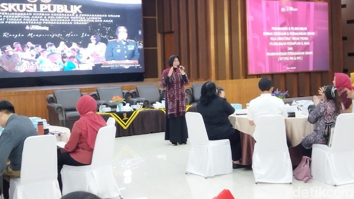 Direktur PPA-PPO Bareskrim Polri Brigjen Desy Andriany dalam diskusi soal perlindungan terhadap perempuan dan anak korban kekerasan.