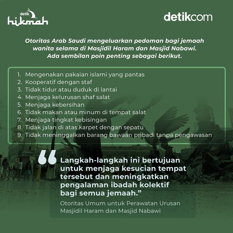 Infografis aturan khusus wanita di Masjidil Haram dan Masjid Nabawi
