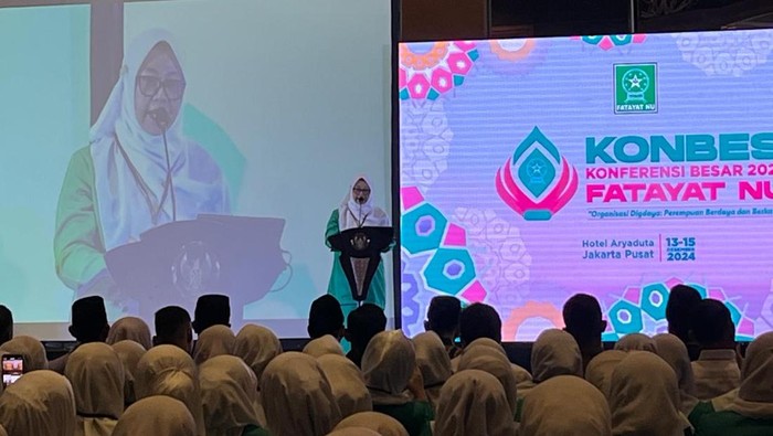 Ketua Umum PP Fatayat NU Margaret Aliyatul Maimunah dalam konferensi besar (Konbes) di Jakarta.