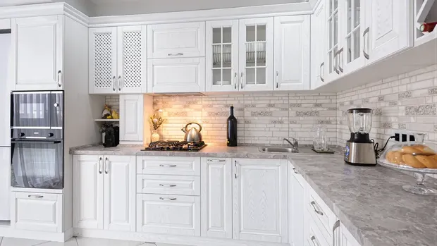 lemari dapur panel terangkat atau Raised Panel Kitchen Cabinet