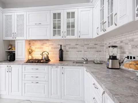 lemari dapur panel terangkat atau Raised Panel Kitchen Cabinet