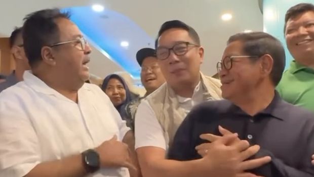 Pasangan Cagub dan Cawagub  nomor urut 3 Pramono Anung-Rano Karno bertemu Ridwan Kamil. (Tangkapan layar Instagram @ridwankamil)
