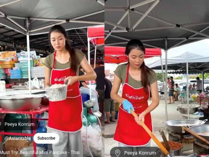 penjual kulit ayam crispy yang cantik